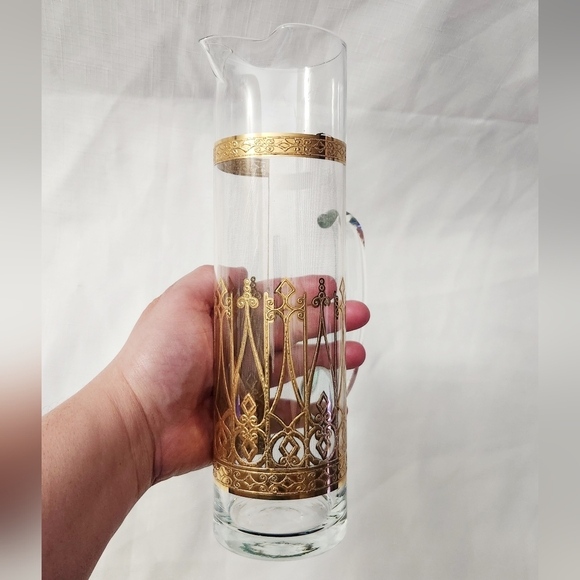 Culver Ltd. 22K Gold Signed VTG Mid-Century Antigua Tall Cocktail Pitcher Valenc - Picture 6 of 16